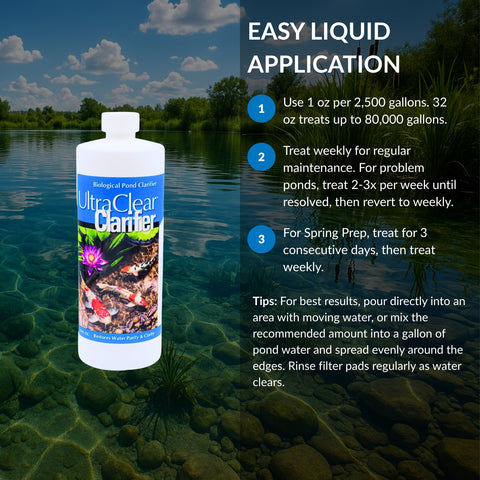 UltraClear Biological Clarifier - Natural Pond Clarifier with Beneficial Bacteria