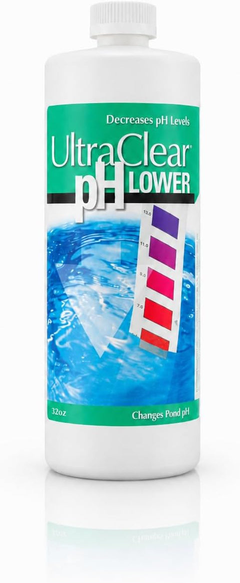 UltraClear pH Lower, 32 oz bottle of pond pH decreaser