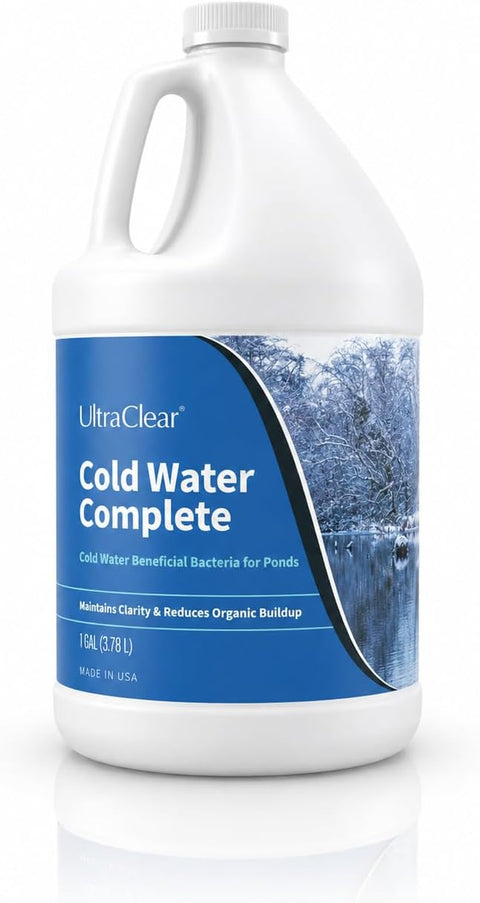 UltraClear Cold Water Complete, 1 gallon bottle of cold-water beneficial bacteria for ponds
