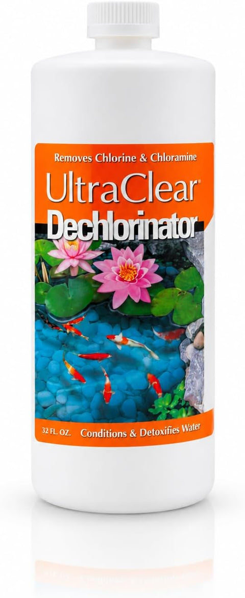 UltraClear Dechlorinator, 32 oz bottle of pond and aquarium water conditioner