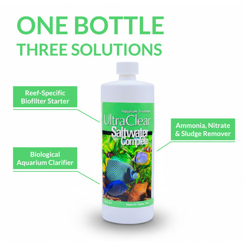 Saltwater Complete – Live Nitrifying Bacteria Blend for Saltwater & Reef Aquariums - Instant Cycle Marine Tank Starter - Removes Ammonia Nitrite - Clarifier - Safe for Fish Coral Invertebrates