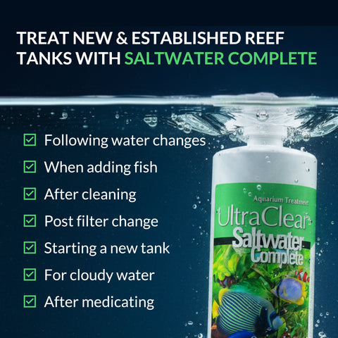 Saltwater Complete – Live Nitrifying Bacteria Blend for Saltwater & Reef Aquariums - Instant Cycle Marine Tank Starter - Removes Ammonia Nitrite - Clarifier - Safe for Fish Coral Invertebrates