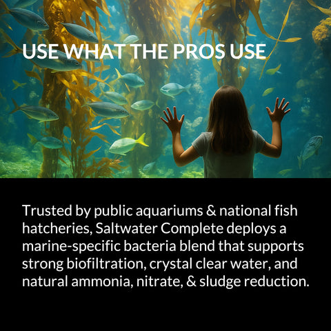 Saltwater Complete – Live Nitrifying Bacteria Blend for Saltwater & Reef Aquariums - Instant Cycle Marine Tank Starter - Removes Ammonia Nitrite - Clarifier - Safe for Fish Coral Invertebrates